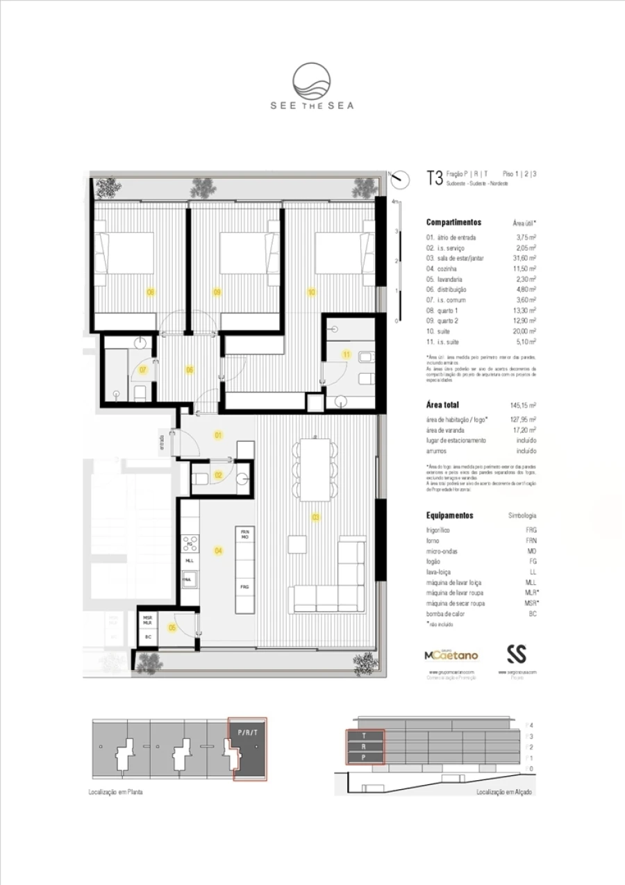 Apartamento T3 para Venda em Canidelo Planta 1