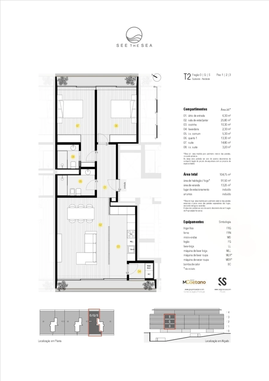 Apartamento T2 para Venda em Canidelo Planta 1