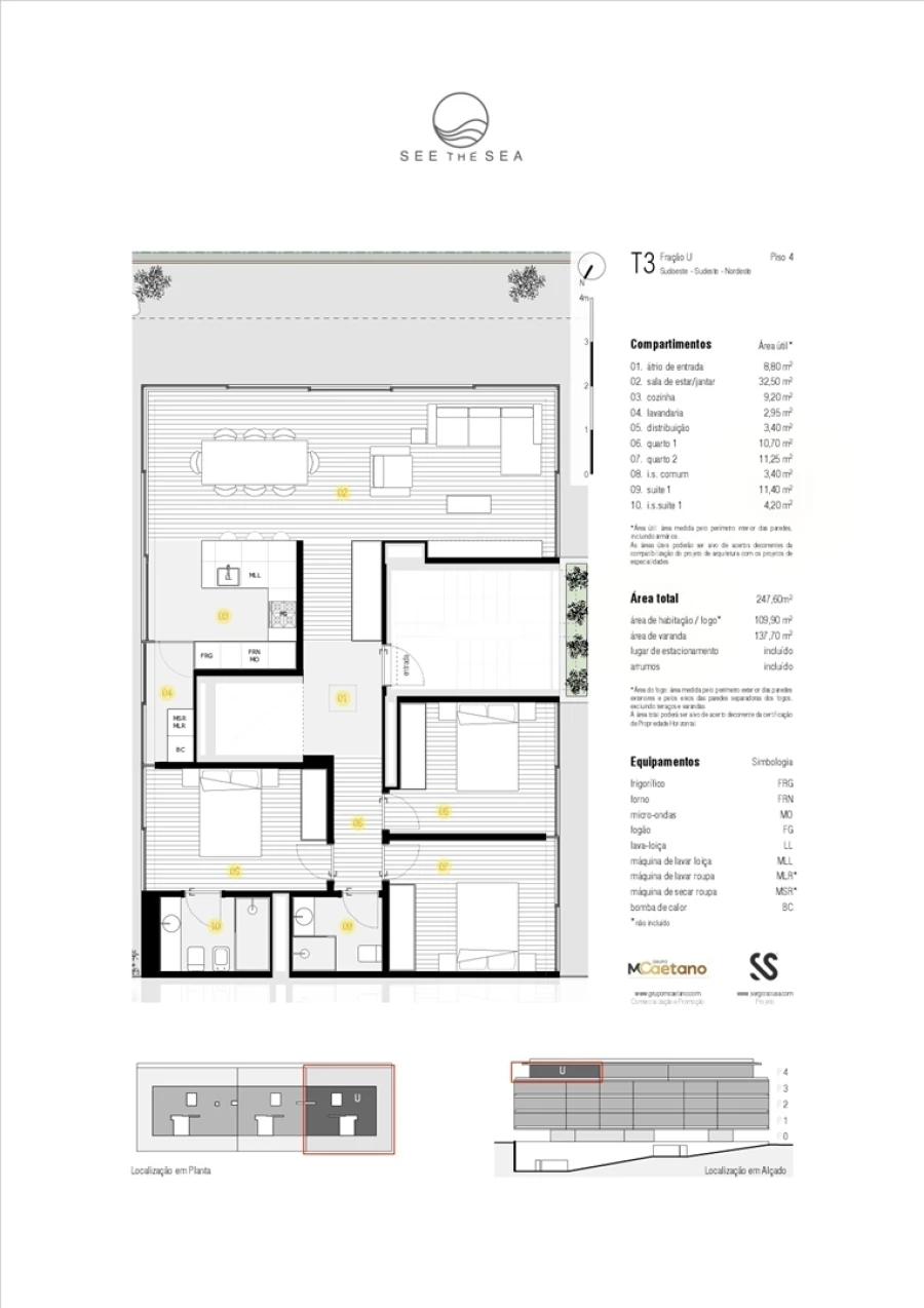 Apartamento T3 para Venda em Canidelo Planta 1