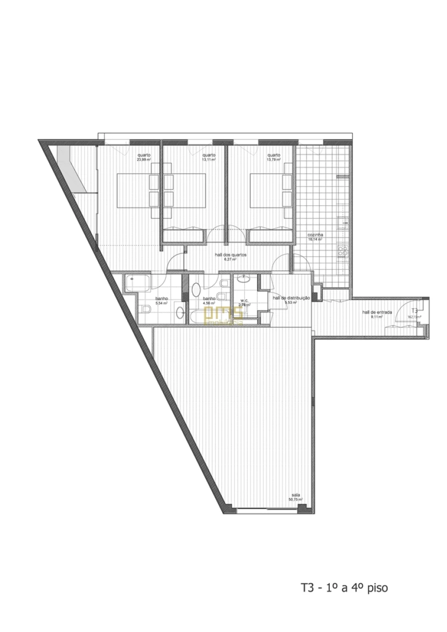 Apartamento T3 para Venda em Matosinhos e Leça da Palmeira Planta 1