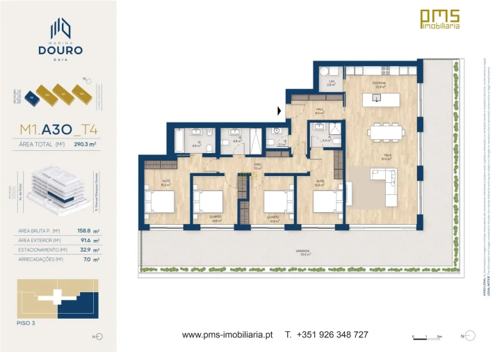 Apartamento T4 para Venda em Canidelo Planta 1
