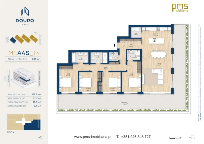 Apartamento T4 para Venda em Canidelo Planta 1