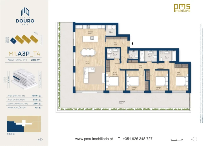 Apartamento T4 para Venda em Canidelo Planta 1