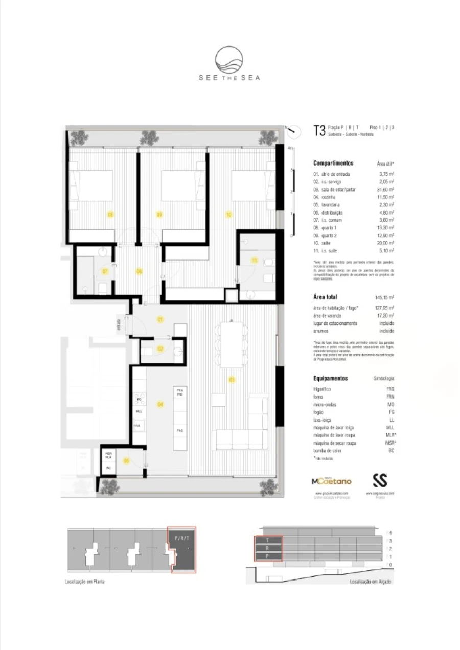 Apartamento T3 para Venda em Canidelo Planta 1
