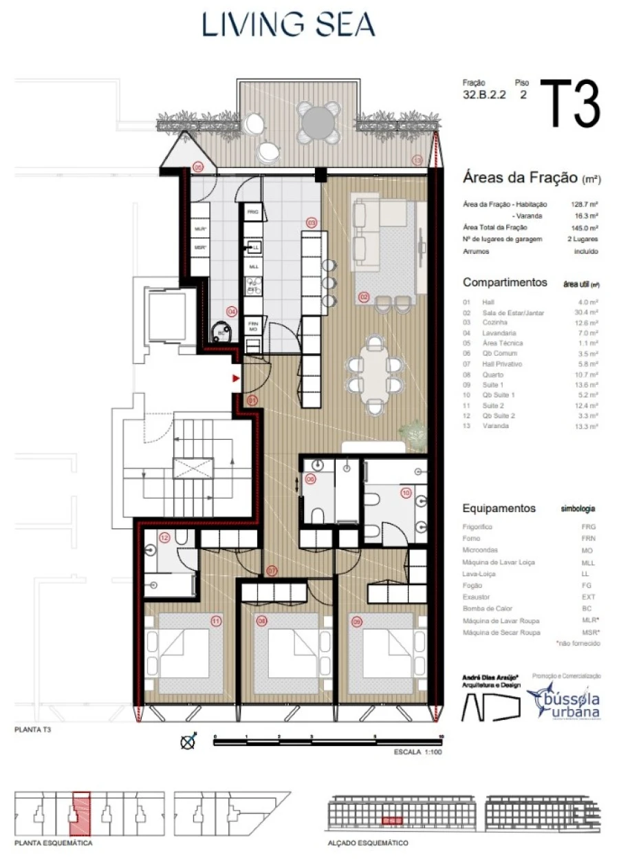 Apartamento T3 para Venda em Canidelo Planta 1
