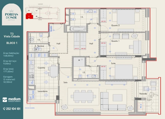 Apartamento T3 para Venda em Antas e Abade de Vermoim Planta 1
