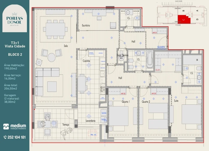 Apartamento T3 para Venda em Antas e Abade de Vermoim Planta 1