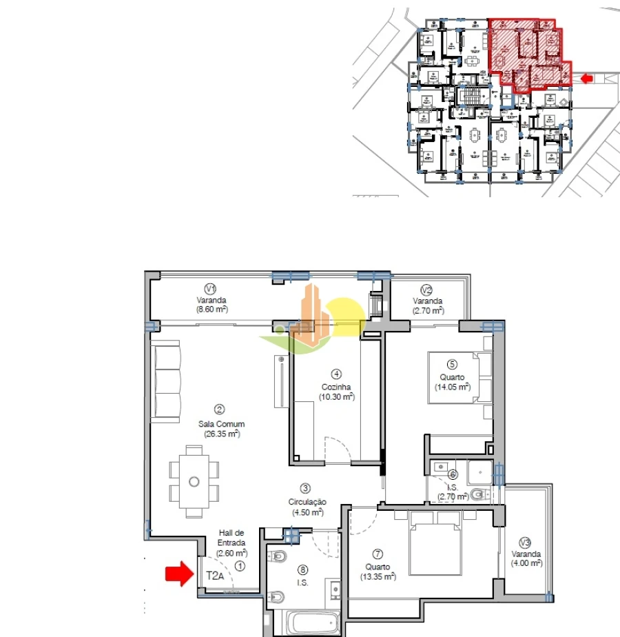 Apartamento T2 para Venda em Tavarede Planta 1