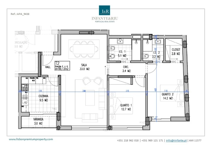 Apartamento T2 para Venda em Almada, Cova da Piedade, Pragal e Cacilhas Planta 1