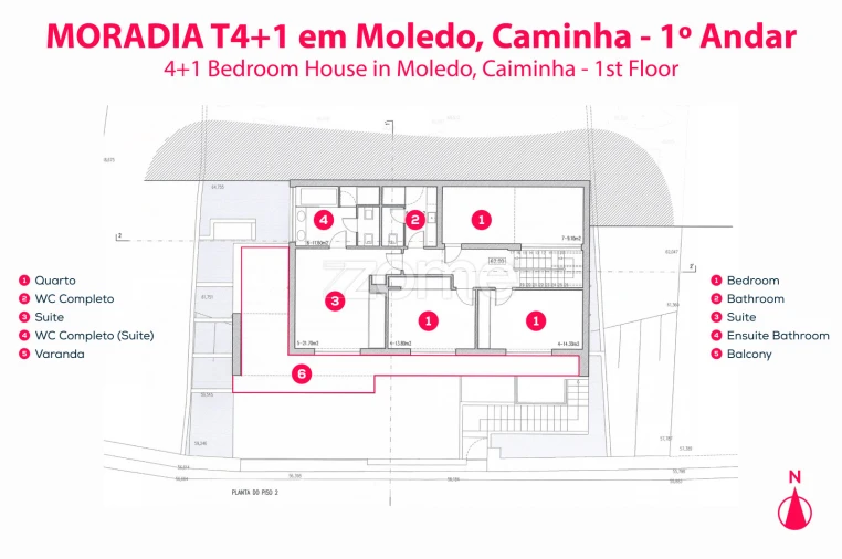 Moradia T5 para Venda em Moledo e Cristelo Planta 2