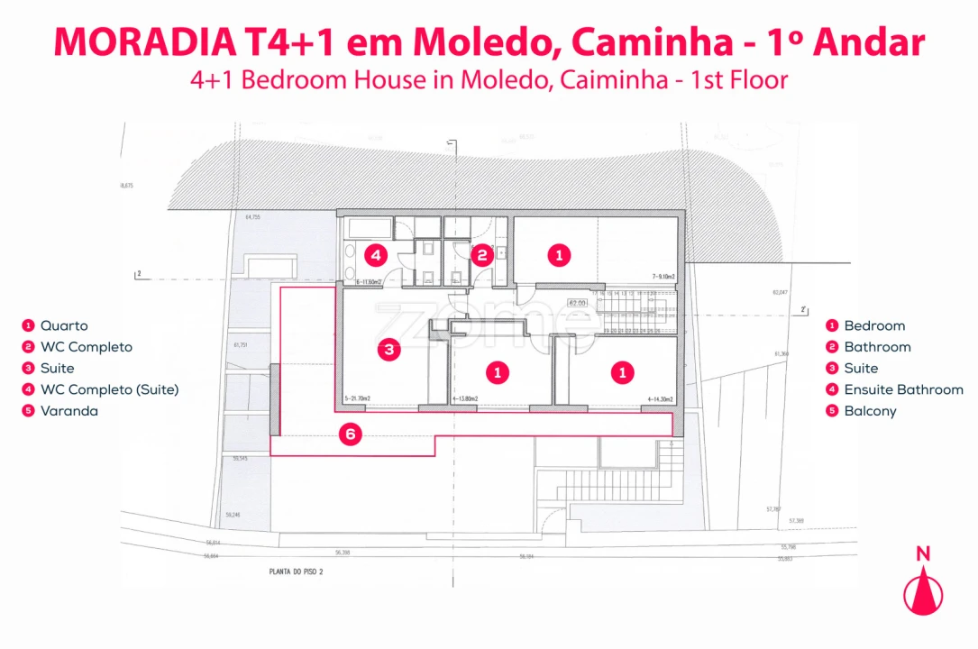 Moradia T5 para Venda em Moledo e Cristelo Planta 2