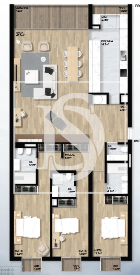Apartamento T3 para Venda em Santa Marinha e São Pedro da Afurada