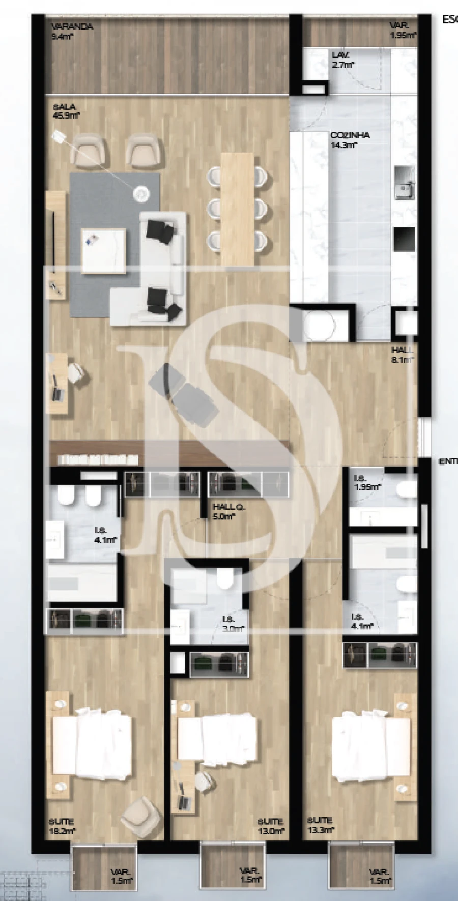 Apartamento T3 para Venda em Santa Marinha e São Pedro da Afurada Foto 3