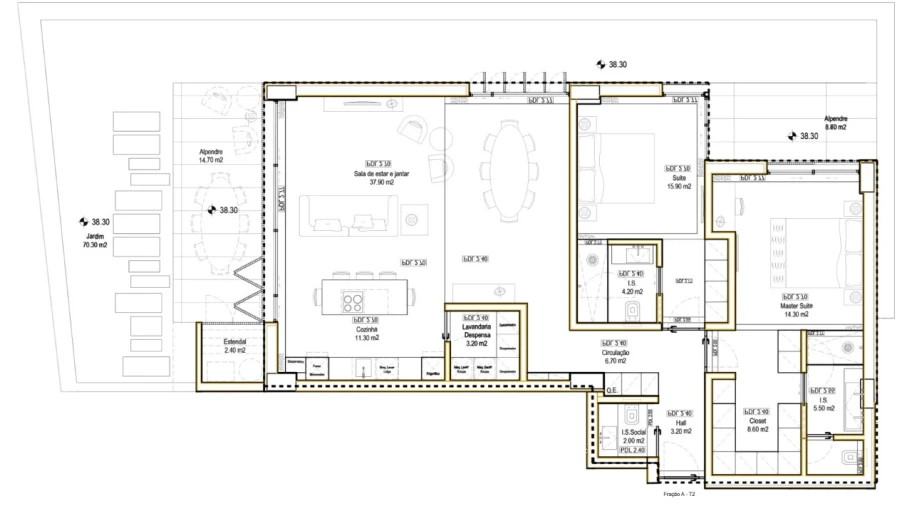 Apartamento T2 para Venda em São Martinho Planta 1