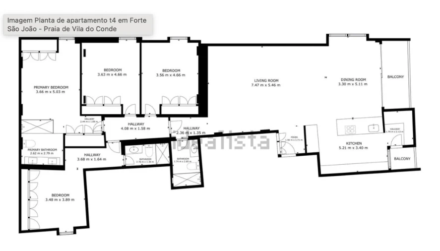 Apartamento T4 para Venda em Vila do Conde Planta 1