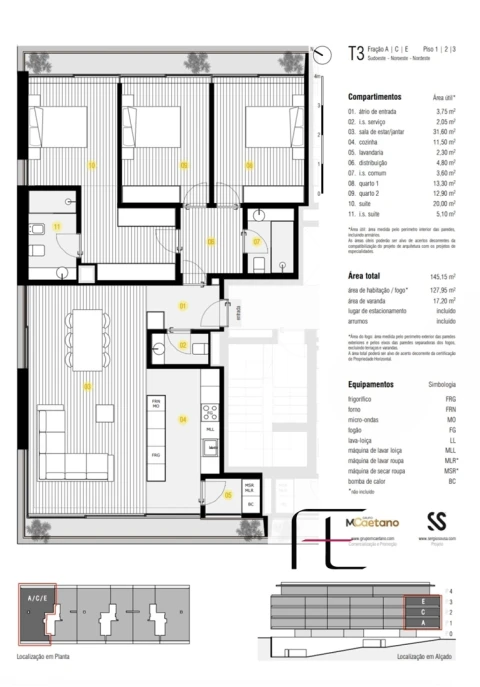 Apartamento T3 para Venda em Canidelo