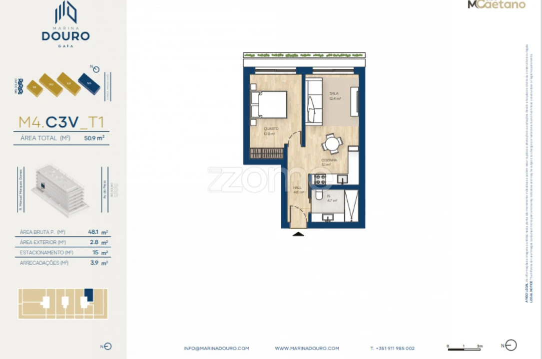 Apartamento T1 para Venda em Canidelo Foto 18