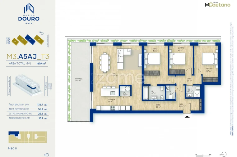 Apartamento T3 para Venda em Canidelo Foto 2