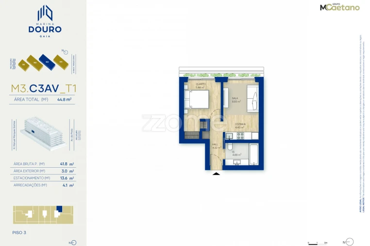 Apartamento T1 para Venda em Canidelo Foto 3