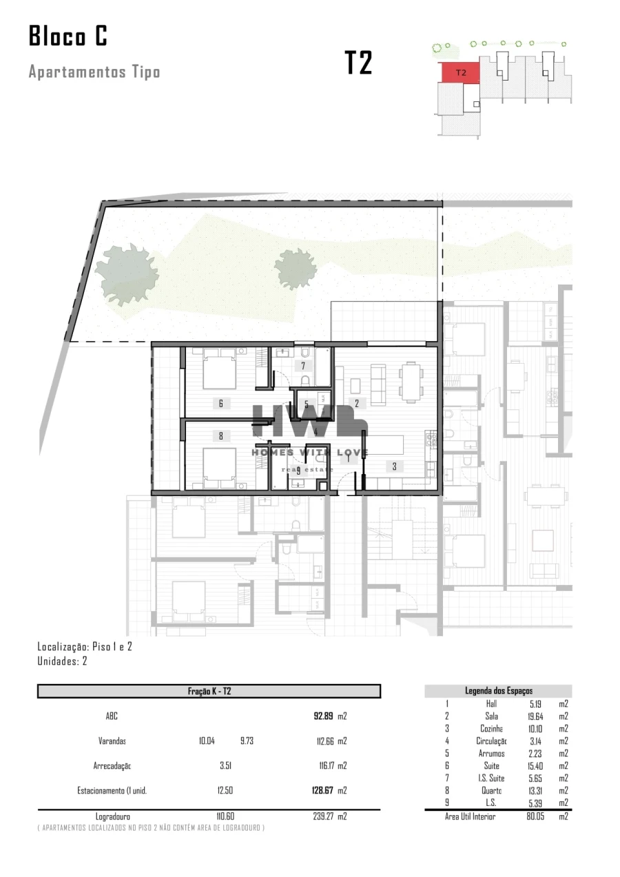 Apartamento T2 para Venda em São Martinho Planta 1