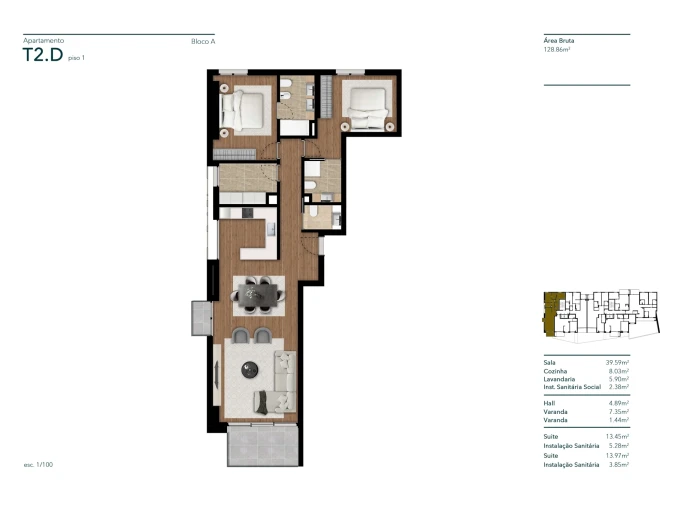 Apartamento T2 para Venda em Funchal (Santa Luzia) Planta 1