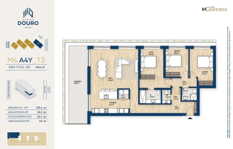 Apartamento T3 para Venda em Santa Marinha e São Pedro da Afurada Planta 1