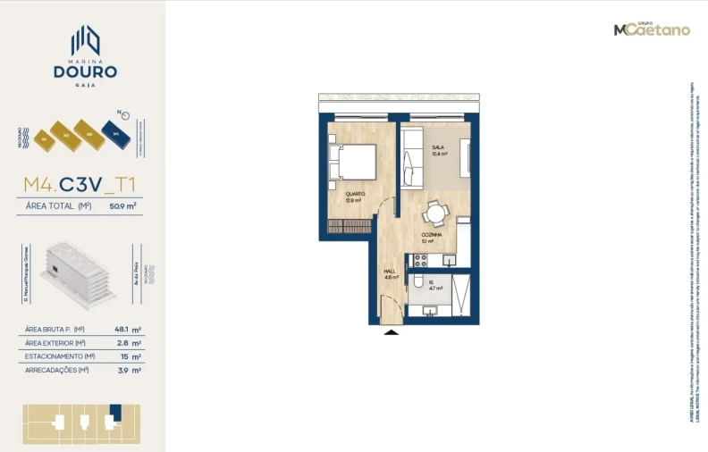 Apartamento T1 para Venda em Santa Marinha e São Pedro da Afurada Planta 1