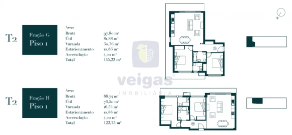 Apartamento T2 para Venda em Atouguia da Baleia