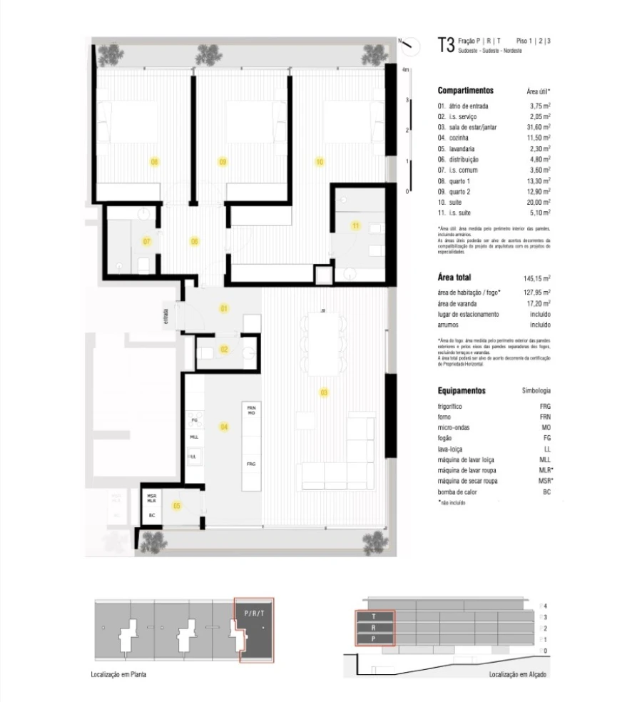 Apartamento T3 para Venda em Canidelo Planta 1