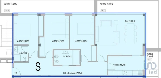 Apartamento T3 para Venda em Subportela, Deocriste e Portela Susã