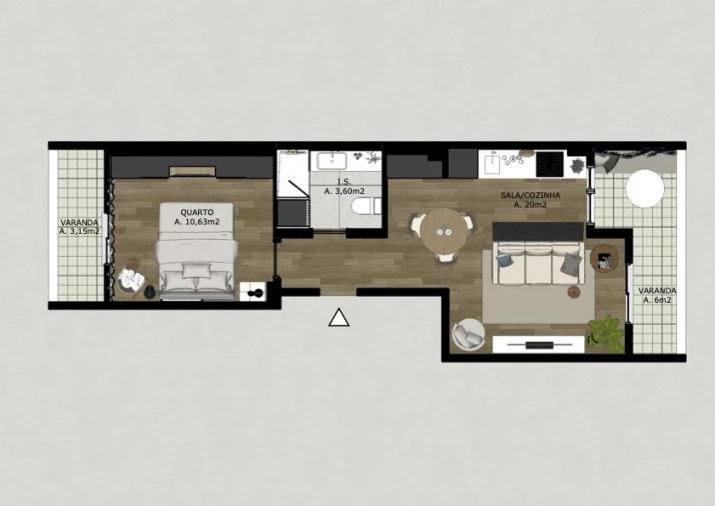 Apartamento T2 para Venda em Santo António Planta 1