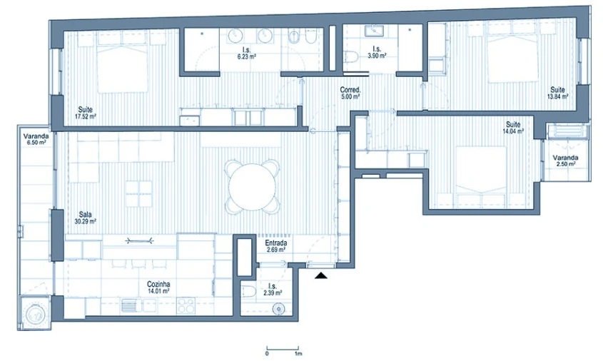 Apartamento T3 para Venda em Mafamude e Vilar do Paraíso Planta 1