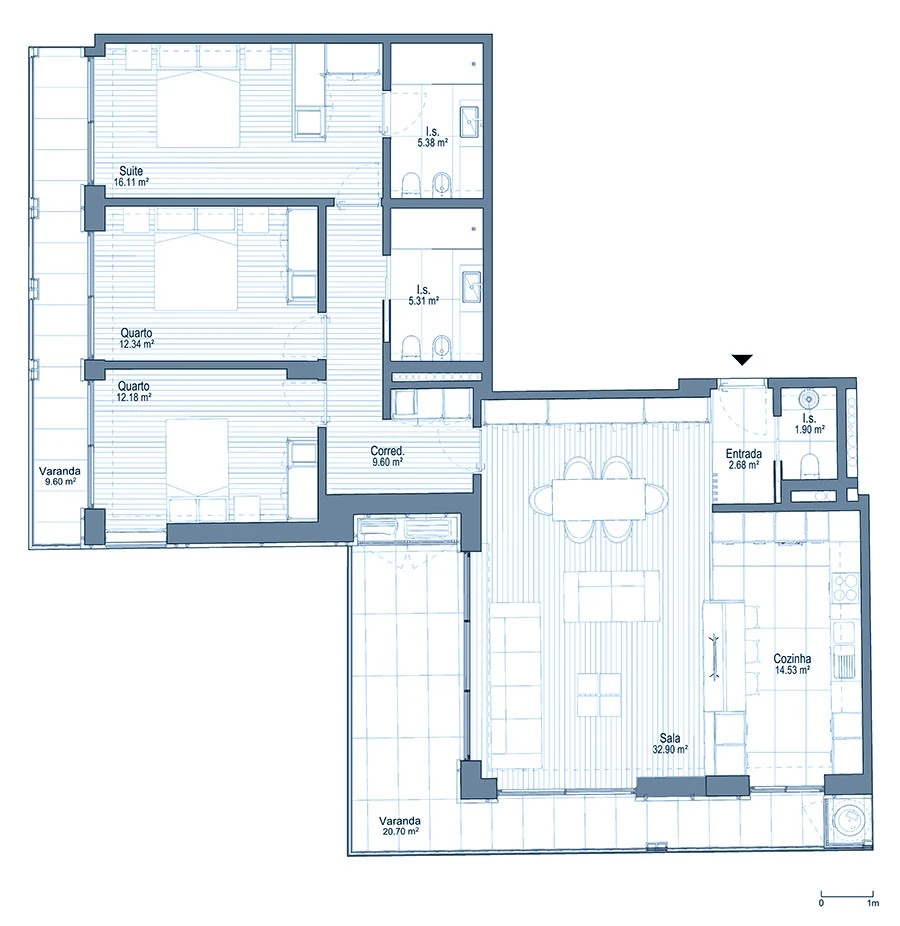 Apartamento T3 para Venda em Mafamude e Vilar do Paraíso Planta 1