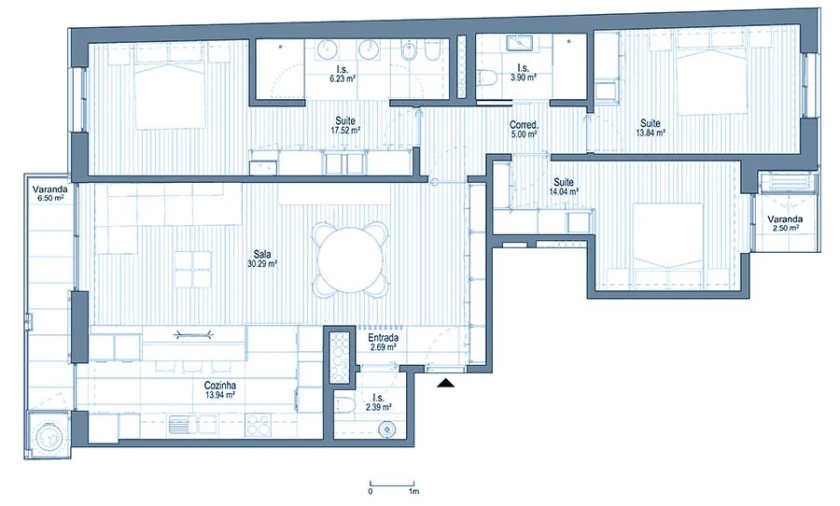 Apartamento T3 para Venda em Mafamude e Vilar do Paraíso Planta 1
