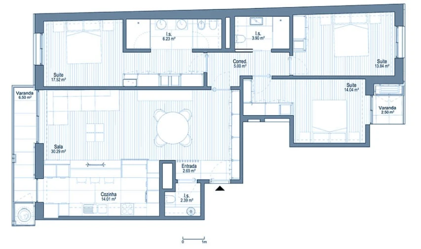 Apartamento T3 para Venda em Mafamude e Vilar do Paraíso Planta 1