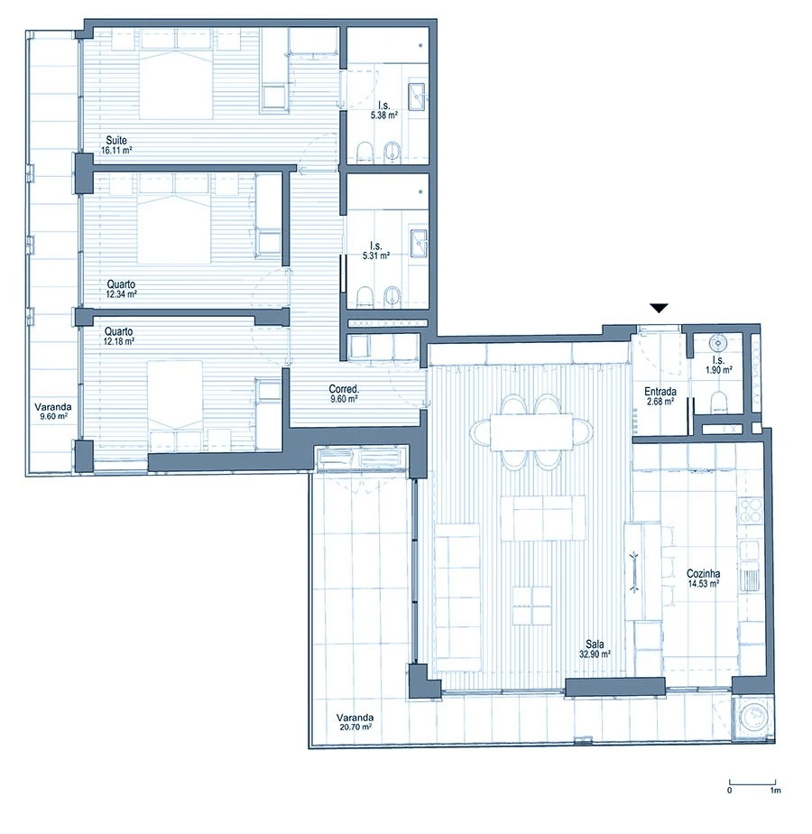 Apartamento T3 para Venda em Mafamude e Vilar do Paraíso Planta 1