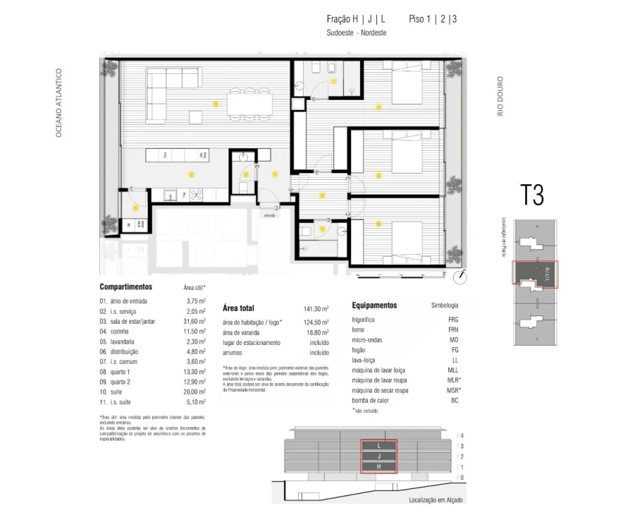 Apartamento T3 para Venda em Canidelo Planta 2