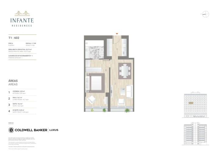 Apartamento T1 para Venda em Estrela Planta 1