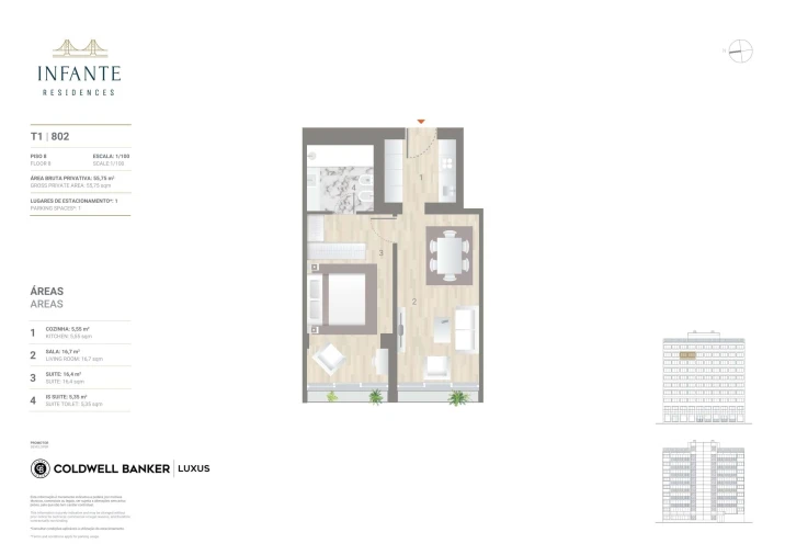 Apartamento T1 para Venda em Estrela Planta 1