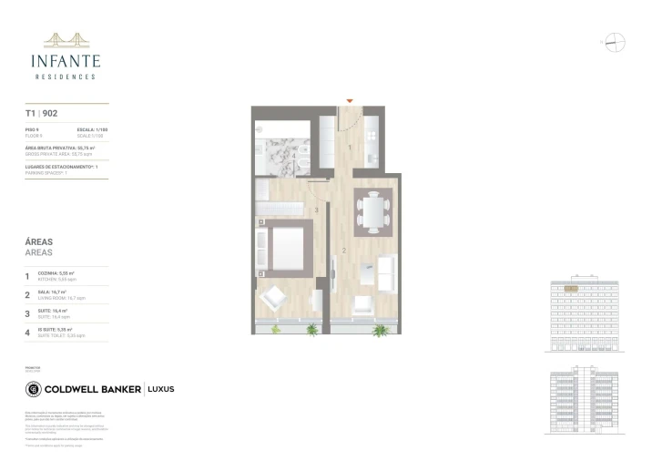 Apartamento T1 para Venda em Estrela Planta 1