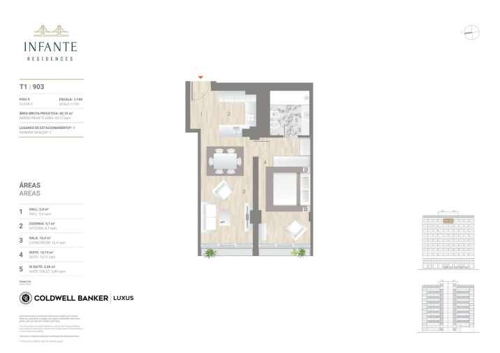 Apartamento T1 para Venda em Estrela Planta 1