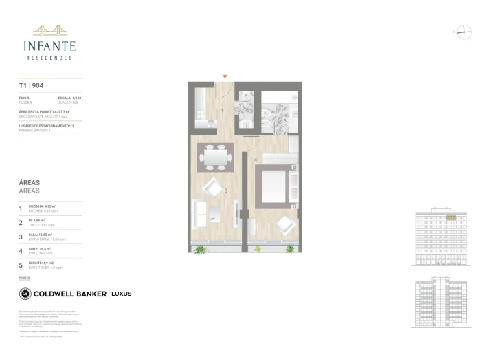 Apartamento T1 para Venda em Estrela Planta 1