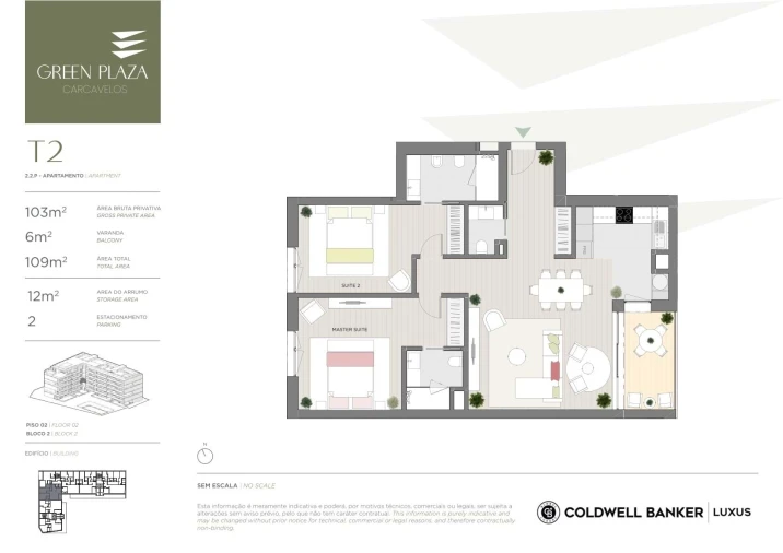Apartamento T2 para Venda em Carcavelos e Parede Planta 1