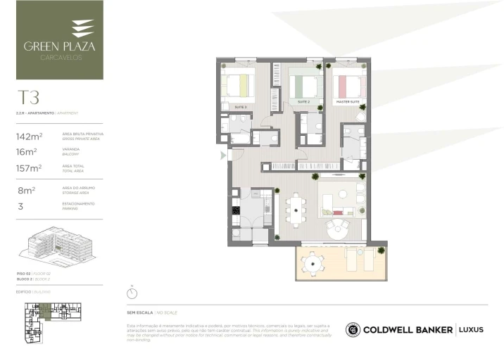 Apartamento T3 para Venda em Carcavelos e Parede Planta 1