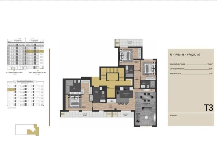 Apartamento T3 para Venda em Avenidas Novas Planta 1