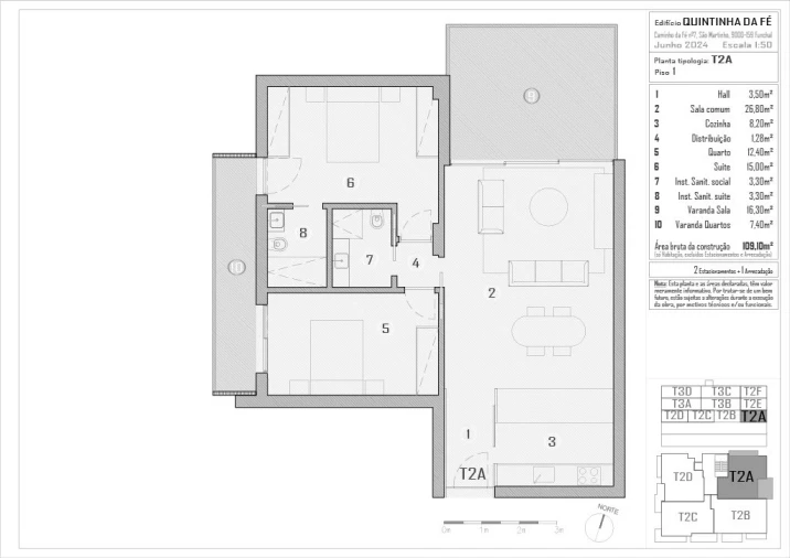 Apartamento T2 para Venda em São Martinho Planta 1