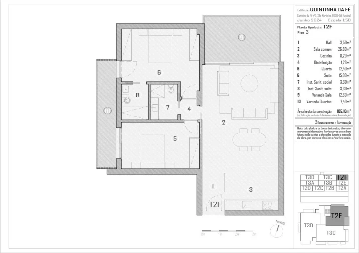 Apartamento T2 para Venda em São Martinho Planta 1