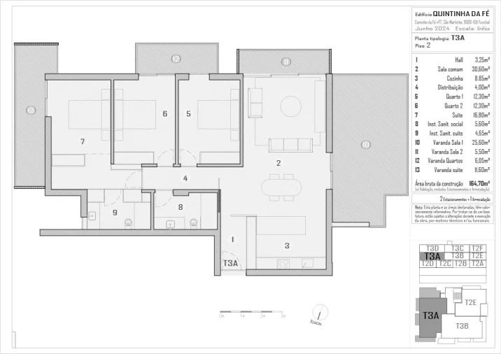Apartamento T3 para Venda em São Martinho Planta 1