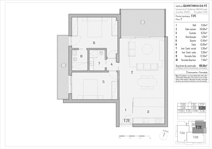 Apartamento T2 para Venda em São Martinho Planta 1