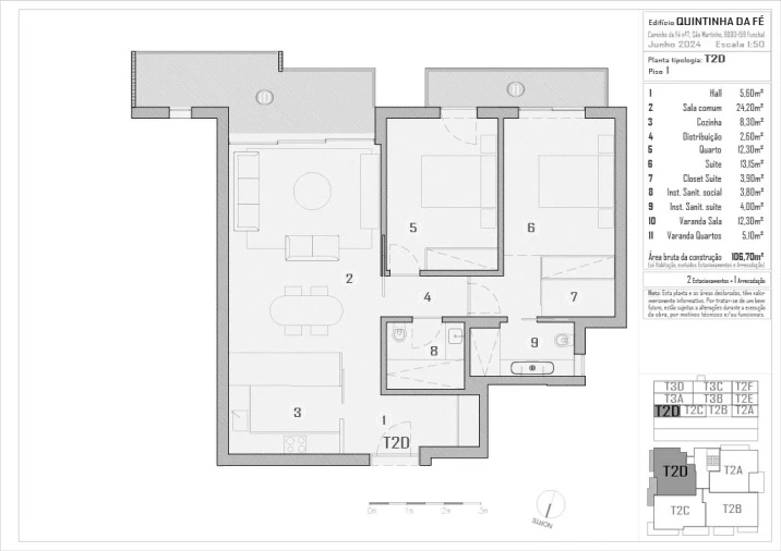 Apartamento T2 para Venda em São Martinho Planta 1